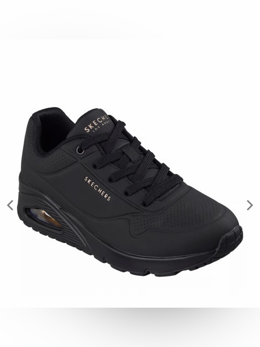 Skechers women’s UNO - Stand on Air Black Lace-Up Air-Cushion Sneaker